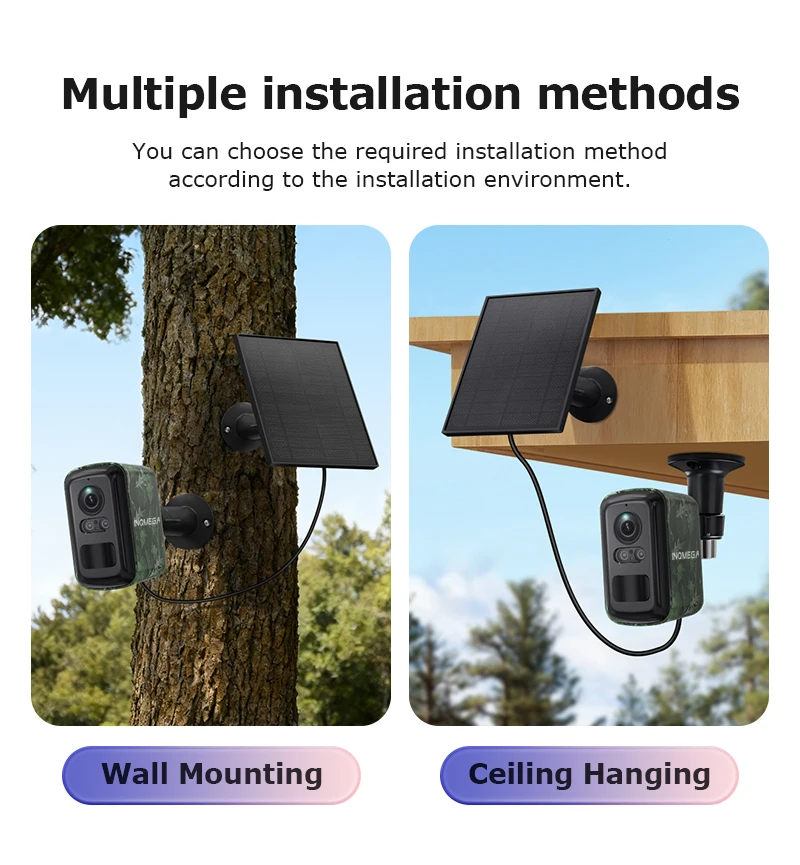 INQMEGA 5MP Solar 4G Camera Outdoor Surveillance Camouflage Color Security Mini  Camera PIR Detection Auto Tracking UBox APP