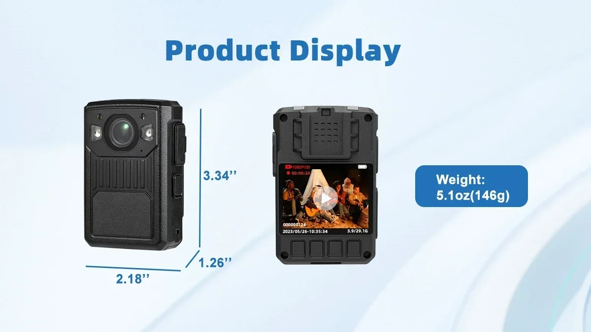 BC508 Body Worn Camera 1440P with 2'' Screen,Waterproof, Night Vision 3600mAh Battery Ultra-Long Recording for Security & Safety