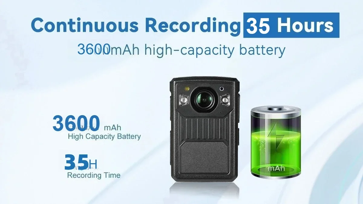 BC508 Body Worn Camera 1440P with 2'' Screen,Waterproof, Night Vision 3600mAh Battery Ultra-Long Recording for Security & Safety