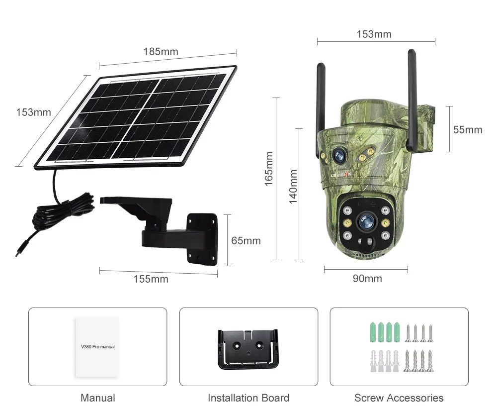 LS VISION 2 Lens 8MP 4G Solar Security Camera WiFi Wireless Outdoor Human/Animal AI Detection Waterproof Wildlife Cctv  Night