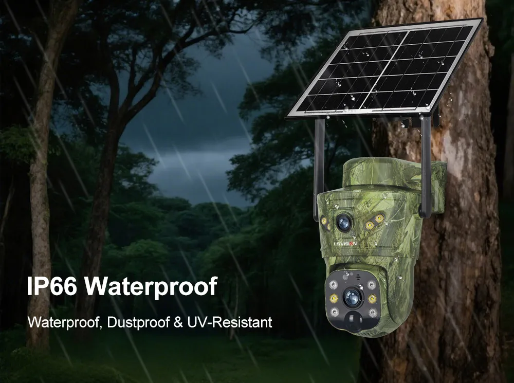 LS VISION 2 Lens 8MP 4G Solar Security Camera WiFi Wireless Outdoor Human/Animal AI Detection Waterproof Wildlife Cctv  Night