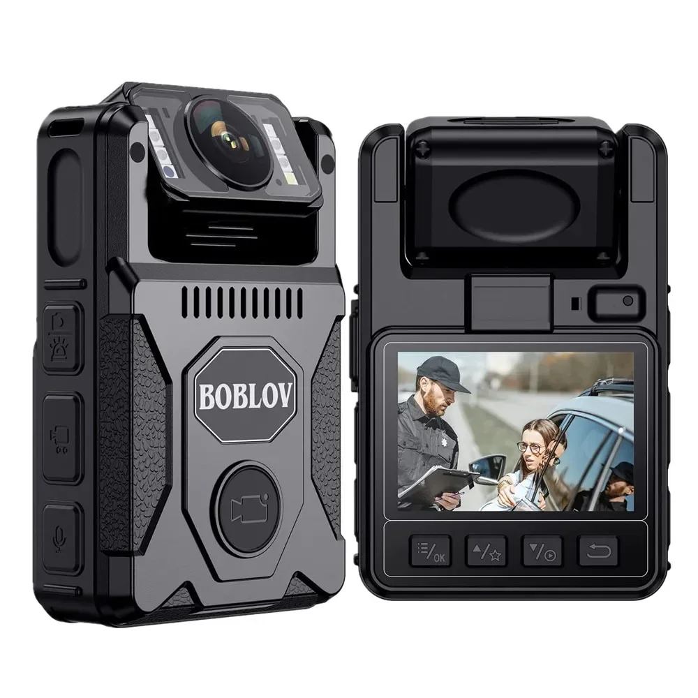 BOBLOV M7 256G Body Camera 180 Rotatable Lens GPS Body Cam Last 14 Hours Video Recording Police Body Worn Cam for Daily Shooting