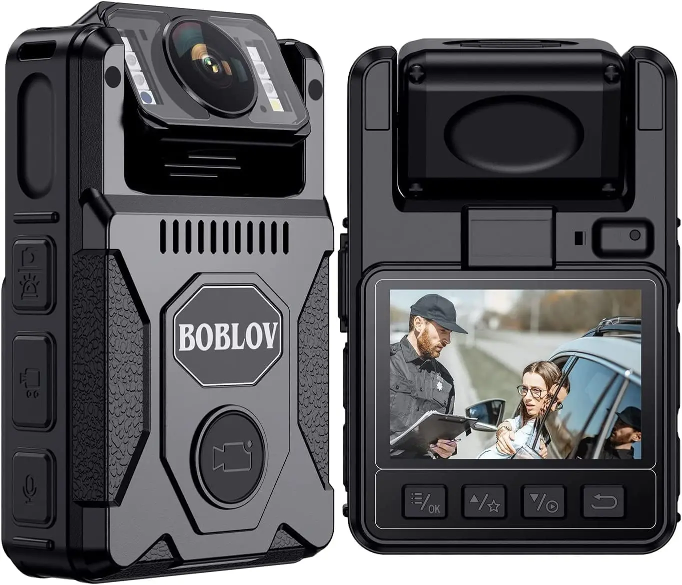 BOBLOV M7 256G Body Camera 180 Rotatable Lens GPS Body Cam Last 14 Hours Video Recording Police Body Worn Cam for Daily Shooting