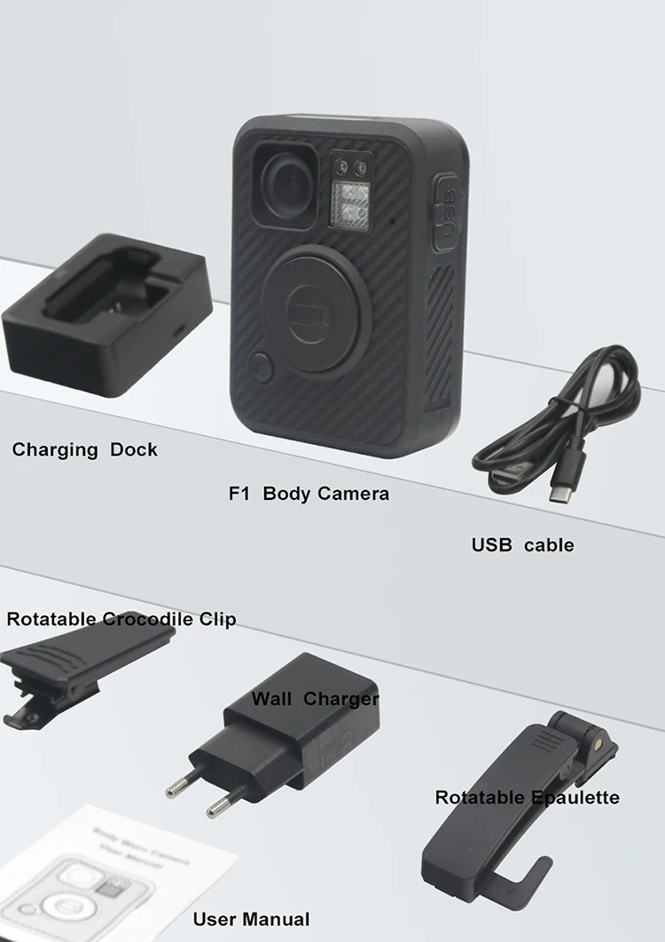 Eeyelog Big button in front one key record EIS gps function body worn camera-F1 model