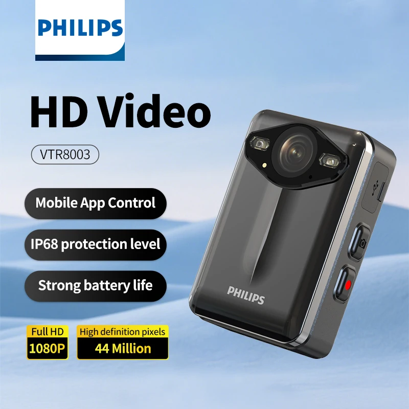 PHILIPS Original Body Worn Camera 1080P Night Vision VTR8003 Video Recording Equipment