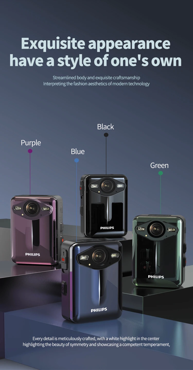 PHILIPS Original Body Worn Camera 1080P Night Vision VTR8003 Video Recording Equipment