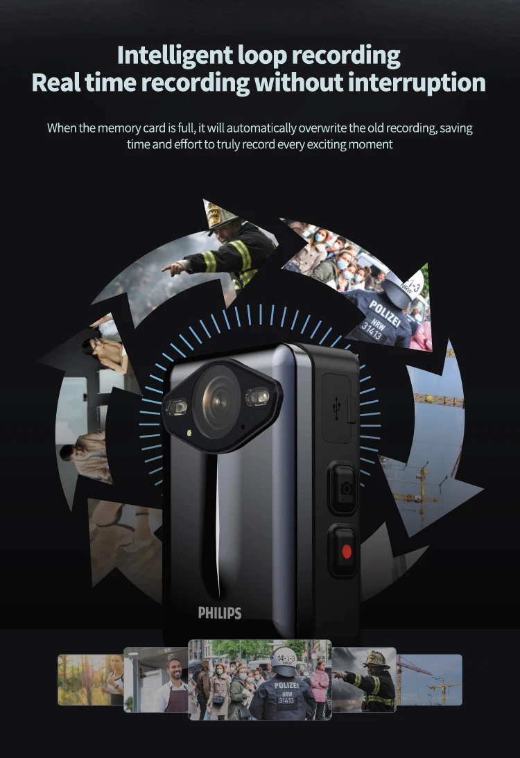 PHILIPS Original Body Worn Camera 1080P Night Vision VTR8003 Video Recording Equipment