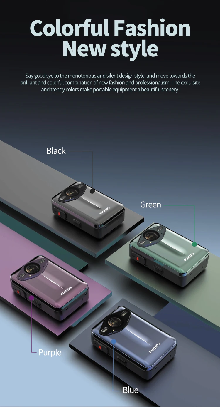 PHILIPS Original Body Worn Camera 1080P Night Vision VTR8003 Video Recording Equipment