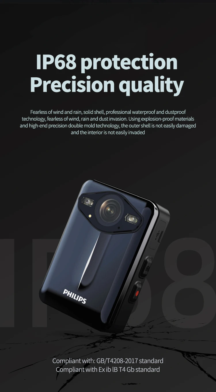 PHILIPS Original Body Worn Camera 1080P Night Vision VTR8003 Video Recording Equipment