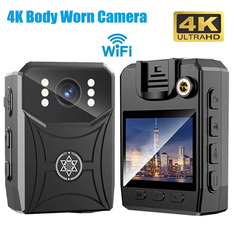 4K Mini Police Camera Outdoor Law Enforcement Recorder WIFI HD Camcorder IR Night Vision Body Camera Portable Body Worn Cam