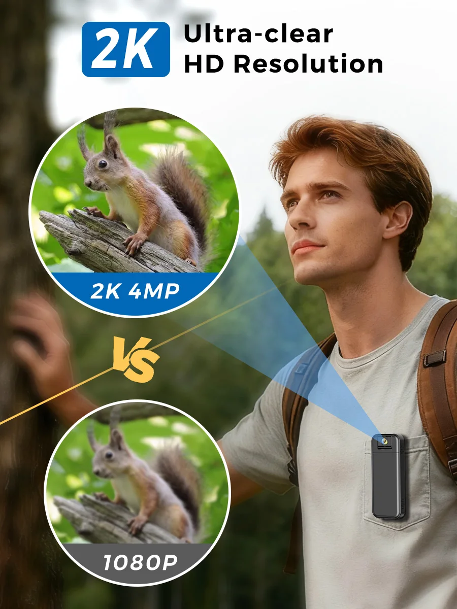 WiFi 5MP UHD Video Body Camera 1900mAh 1080P 2MP Mini Wireless Body Recorder 180° Flip Rechargeable Portable Cam Law Enforcement