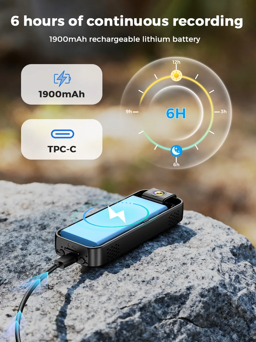 WiFi 5MP UHD Video Body Camera 1900mAh 1080P 2MP Mini Wireless Body Recorder 180° Flip Rechargeable Portable Cam Law Enforcement