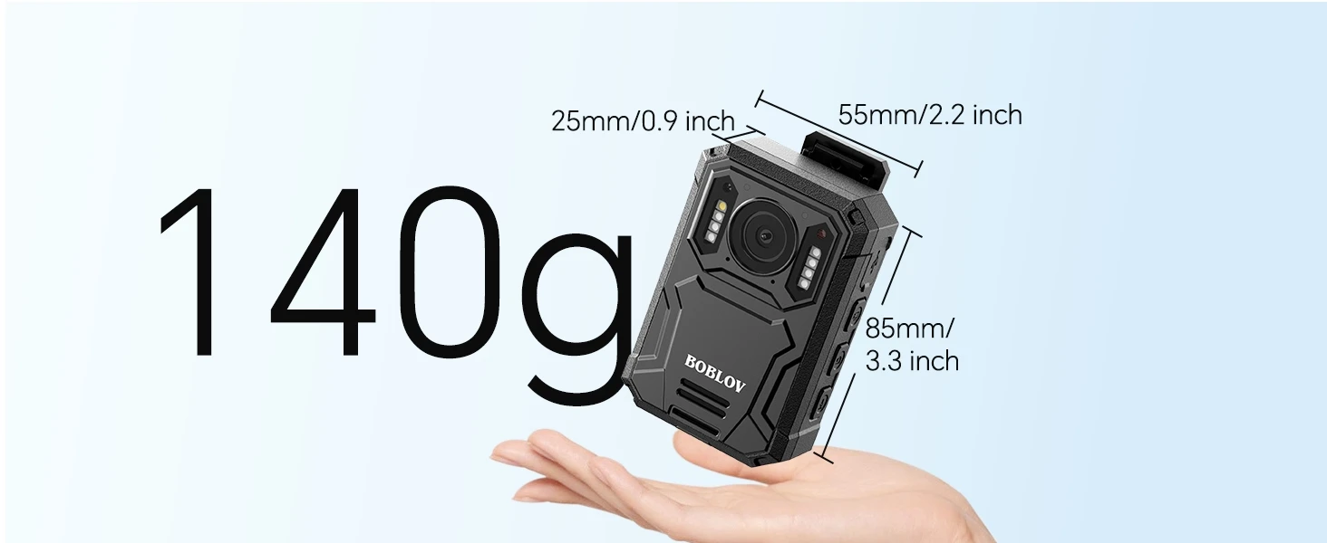 BOBLOV KJ23 Body Worn Camera with Car Suction Kit,128GB 1296P,3200mAh,14 Hours,Night Vision,for Daily Record/Waiters/Delivery