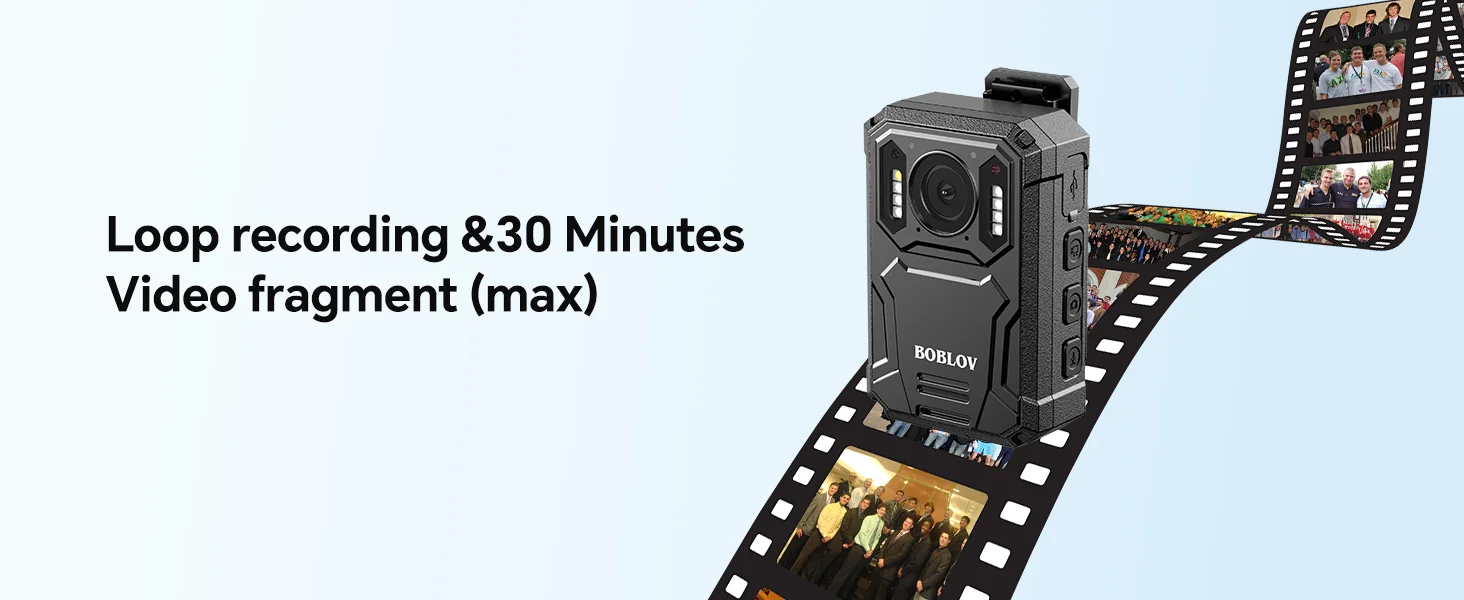 BOBLOV KJ23 Body Worn Camera with Car Suction Kit,128GB 1296P,3200mAh,14 Hours,Night Vision,for Daily Record/Waiters/Delivery