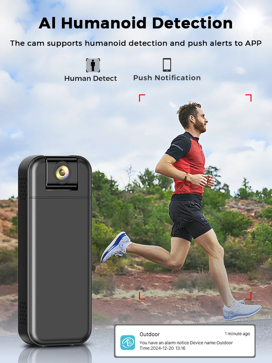 5MP UHD WiFi Body Camera Mini 1080P Wireless Rechargeable 1900mAh Battery 180° Flip Portable Law Enforcement Video Recorder