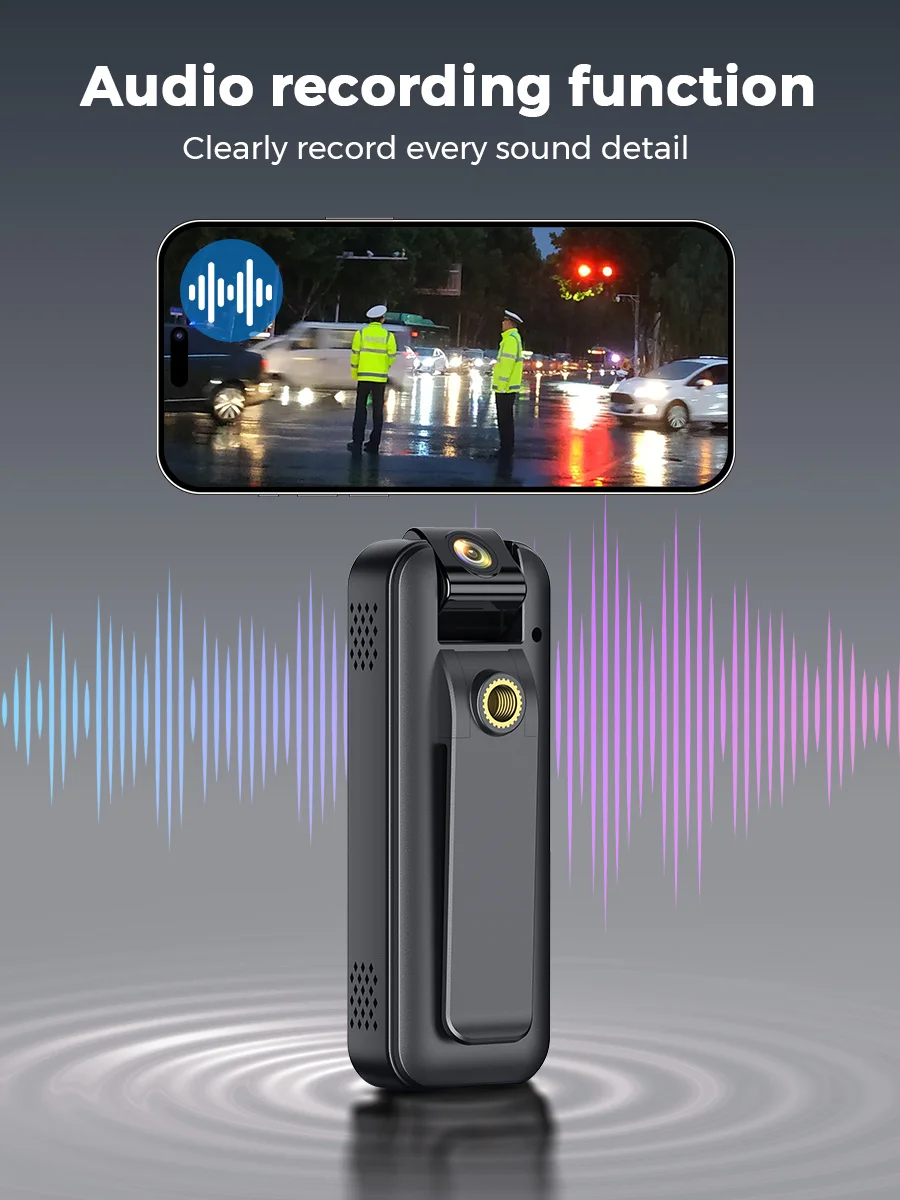 5MP UHD WiFi Body Camera Mini 1080P Wireless Rechargeable 1900mAh Battery 180° Flip Portable Law Enforcement Video Recorder