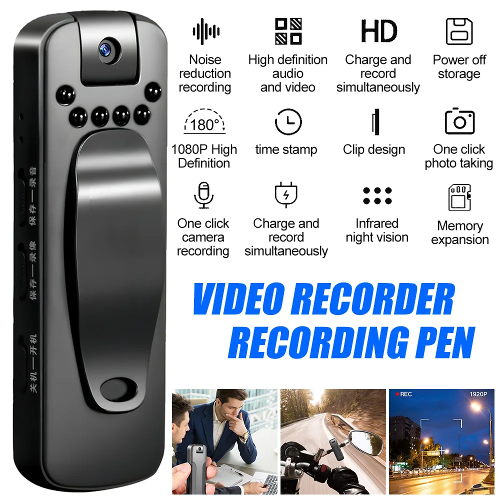 HD 1080P Mini Camera Portable Camcorder Recording Pen Police Body Worn Camera Infrared Night Vision Digital Video Recorder DVR