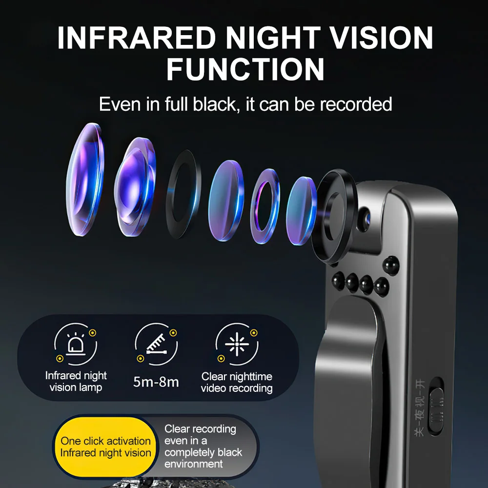 HD 1080P Mini Camera Portable Camcorder Recording Pen Police Body Worn Camera Infrared Night Vision Digital Video Recorder DVR