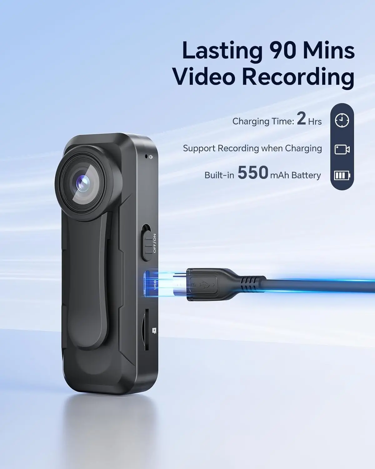 BOBLOV W1 64GB HD 1080P Body Worn Camera - Loop Recording with Time Stamp for Travel/Delivery/Lecture, Wearable Action Cam​