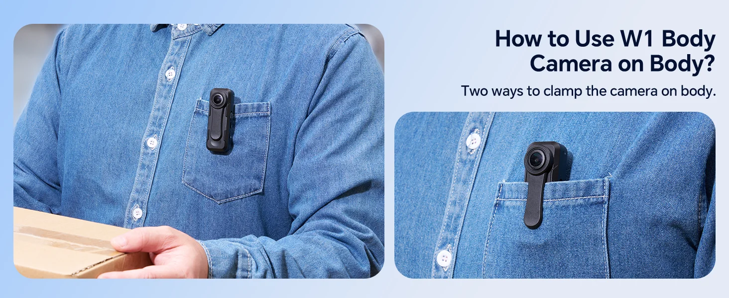 BOBLOV W1 64GB HD 1080P Body Worn Camera - Loop Recording with Time Stamp for Travel/Delivery/Lecture, Wearable Action Cam​