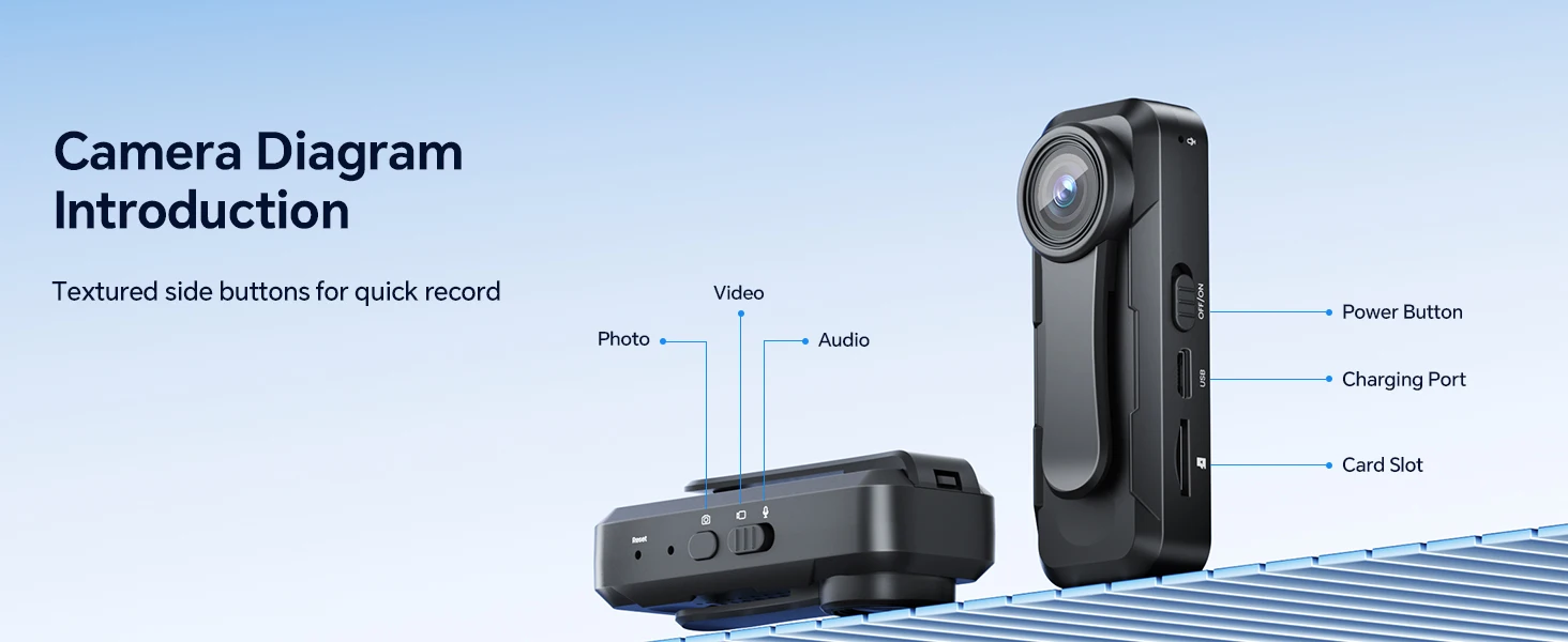 BOBLOV W1 64GB HD 1080P Body Worn Camera - Loop Recording with Time Stamp for Travel/Delivery/Lecture, Wearable Action Cam​