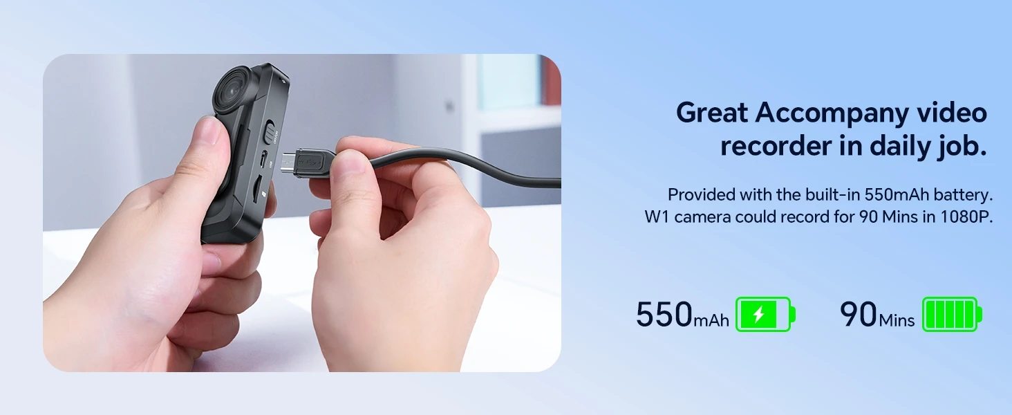 BOBLOV W1 64GB HD 1080P Body Worn Camera - Loop Recording with Time Stamp for Travel/Delivery/Lecture, Wearable Action Cam​