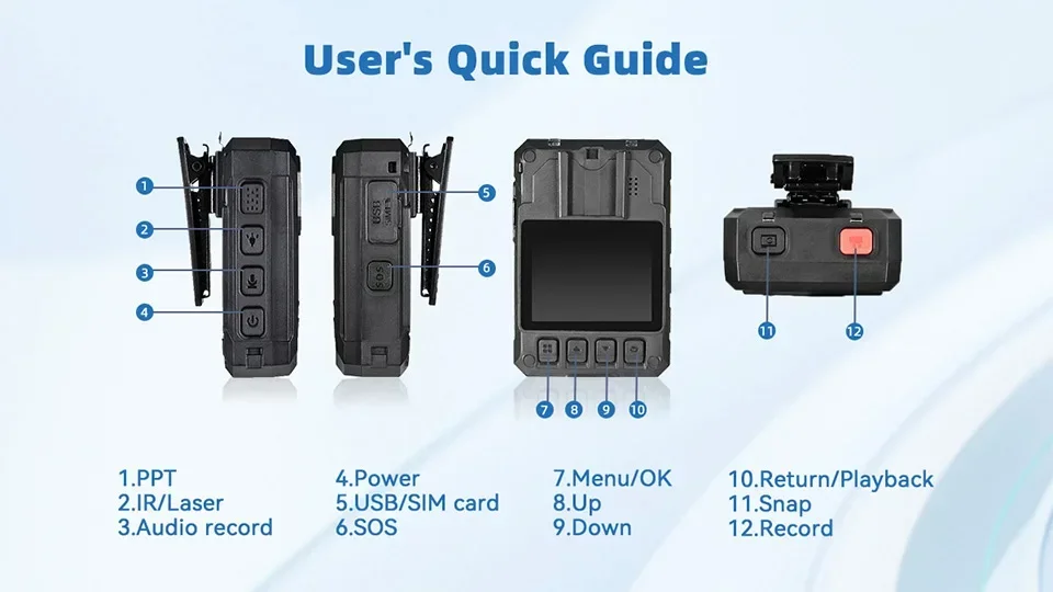 BC607 Body Worn Camera HD 1440P 4G Live broadcast in real time with GPS Track Night Vision IP67 waterproof Portable Body Camera