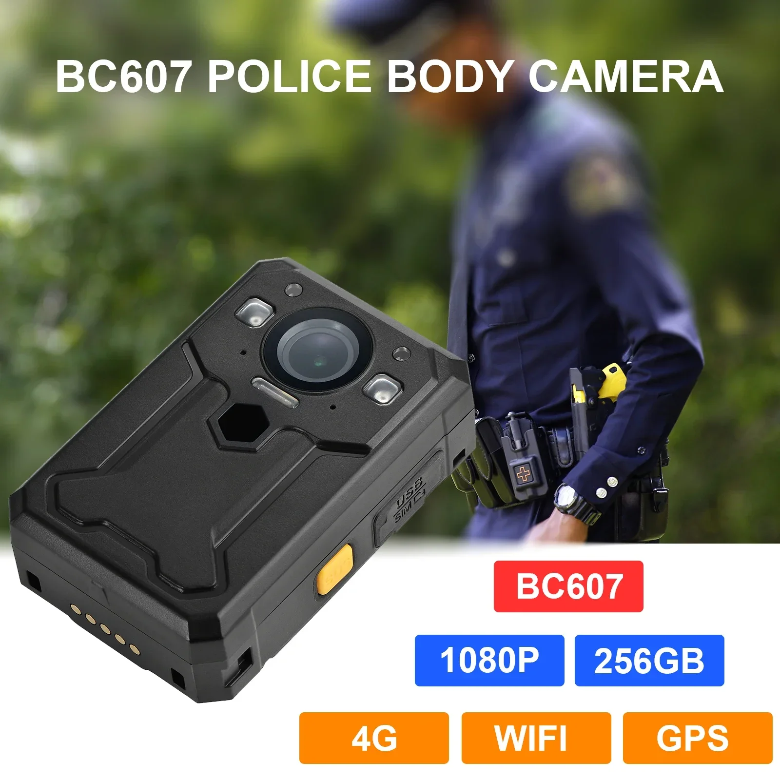 BC607 Body Worn Camera HD 1440P 4G Live broadcast in real time with GPS Track Night Vision IP67 waterproof Portable Body Camera