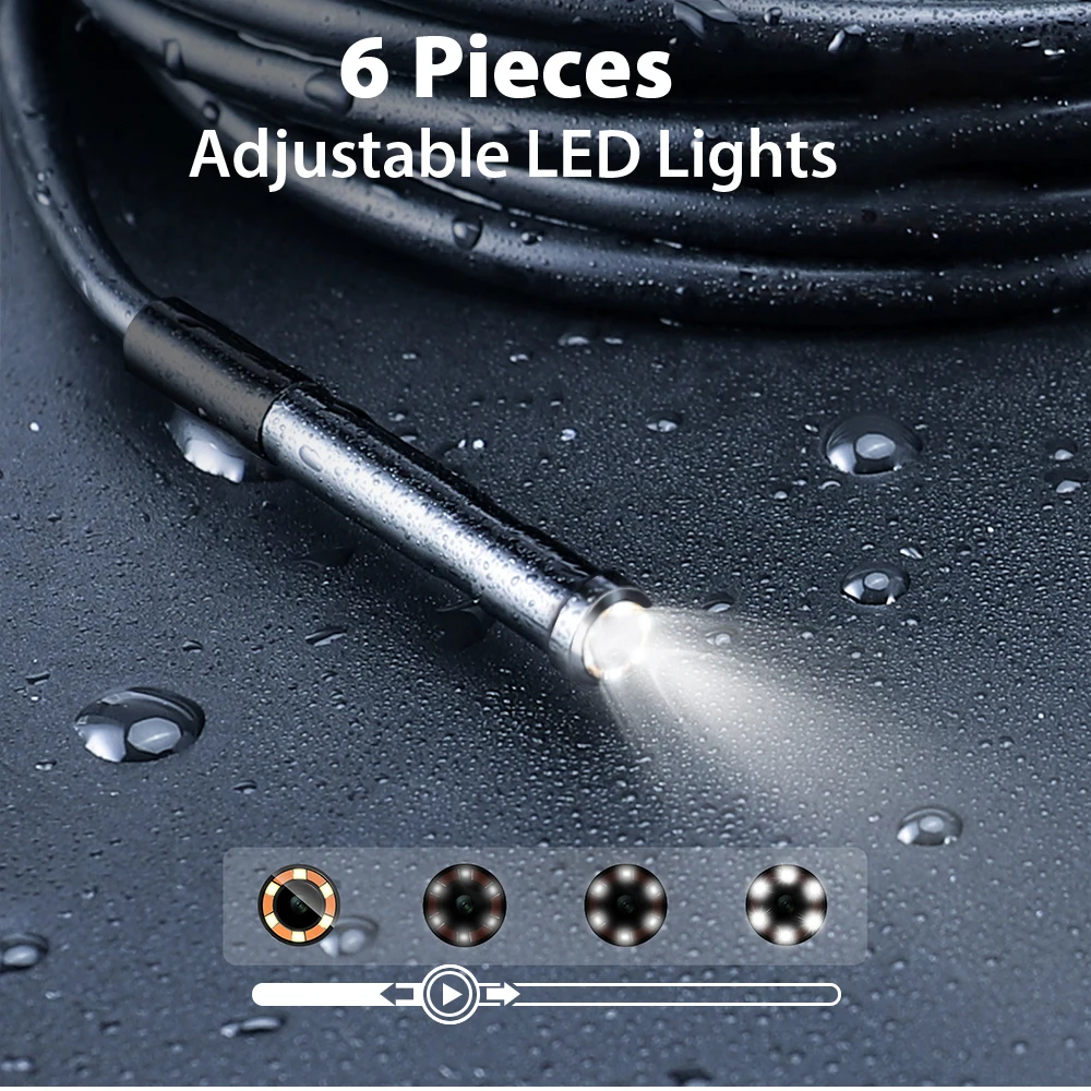 KERUI 2MP Industrial Endoscope Camera Single/Dual Lens Mini Inspection Camera for Iphone Waterproof Pipeline Borescope Type C