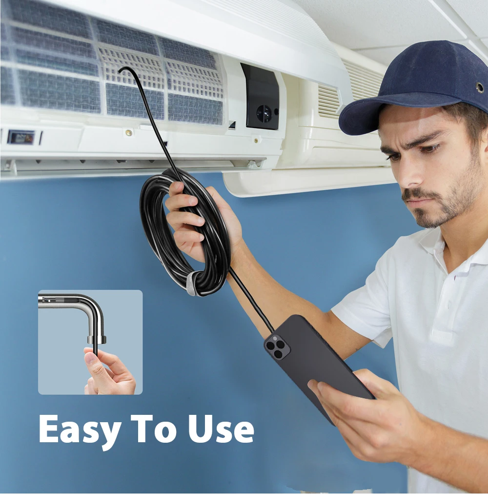 KERUI 2MP Industrial Endoscope Camera Single/Dual Lens Mini Inspection Camera for Iphone Waterproof Pipeline Borescope Type C