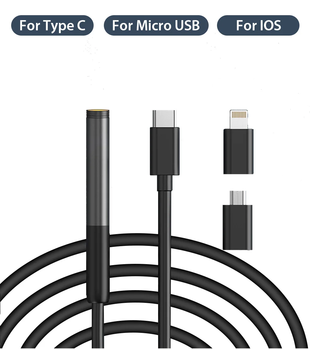 KERUI 2MP Industrial Endoscope Camera Single/Dual Lens Mini Inspection Camera for Iphone Waterproof Pipeline Borescope Type C