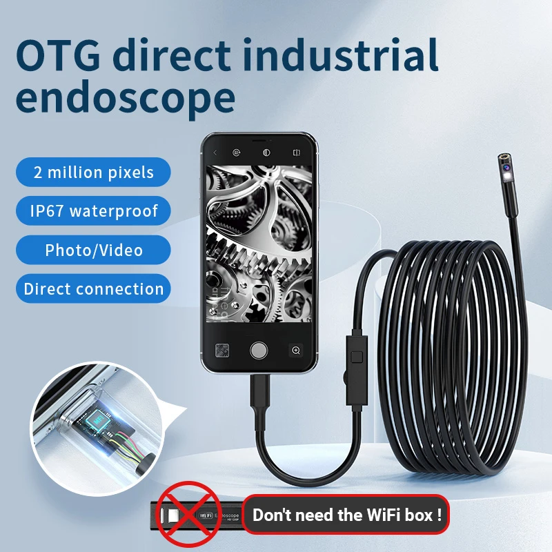 KERUI 2MP Industrial Endoscope Camera Single/Dual Lens Mini Inspection Camera for Iphone Waterproof Pipeline Borescope Type C