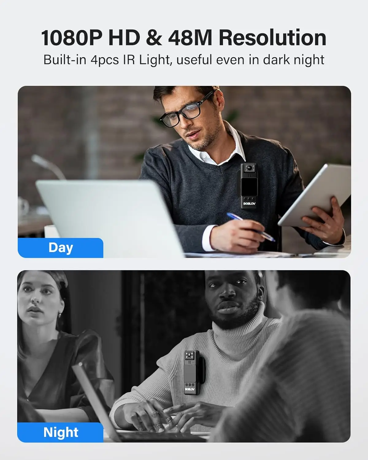 BOBLOV A23 Body Worn Camera 180° Rotatable 1080P Video Camera Night Vision Bodcamera  9Hours Battery Shooting Mini Camera