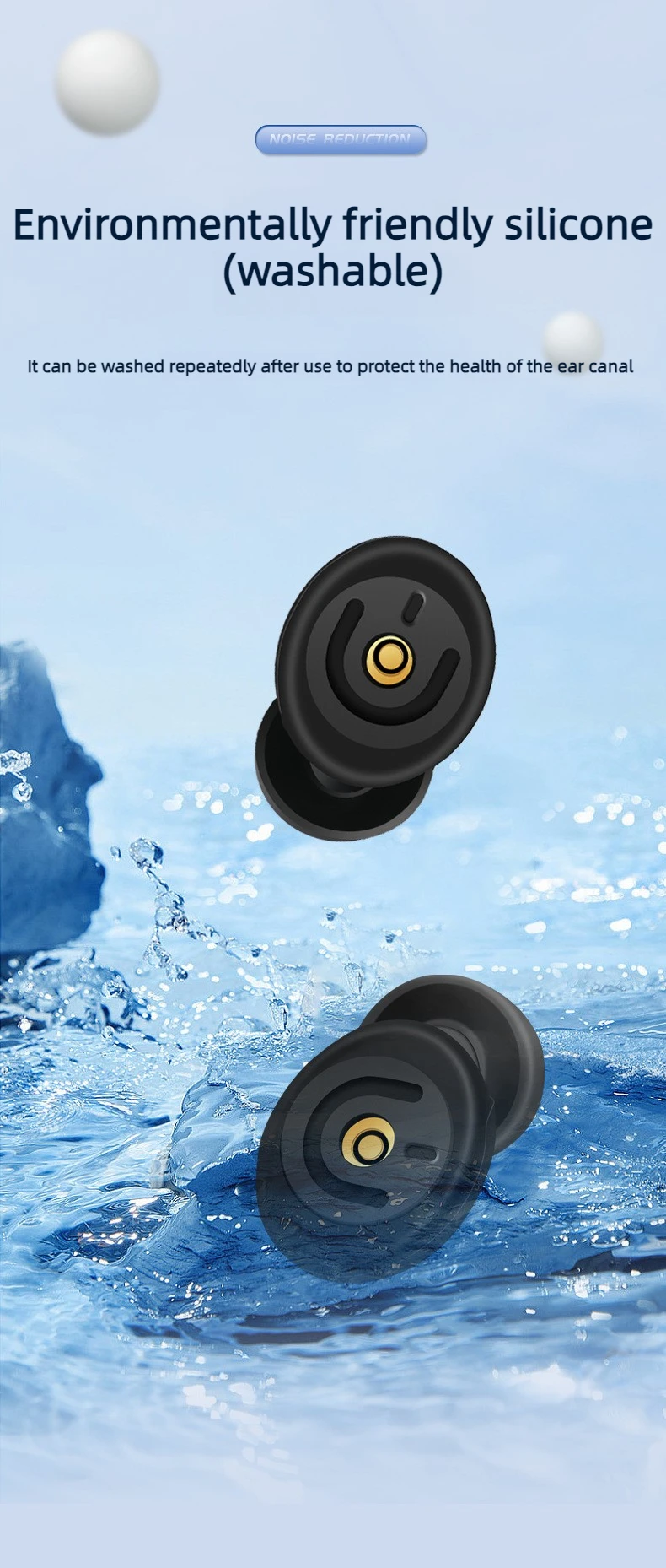 Noise Cancelling Earplugs Reusable with 2 Size Tips Storage Case Soft Durable for Sleeping Concert Travel Study Back to School