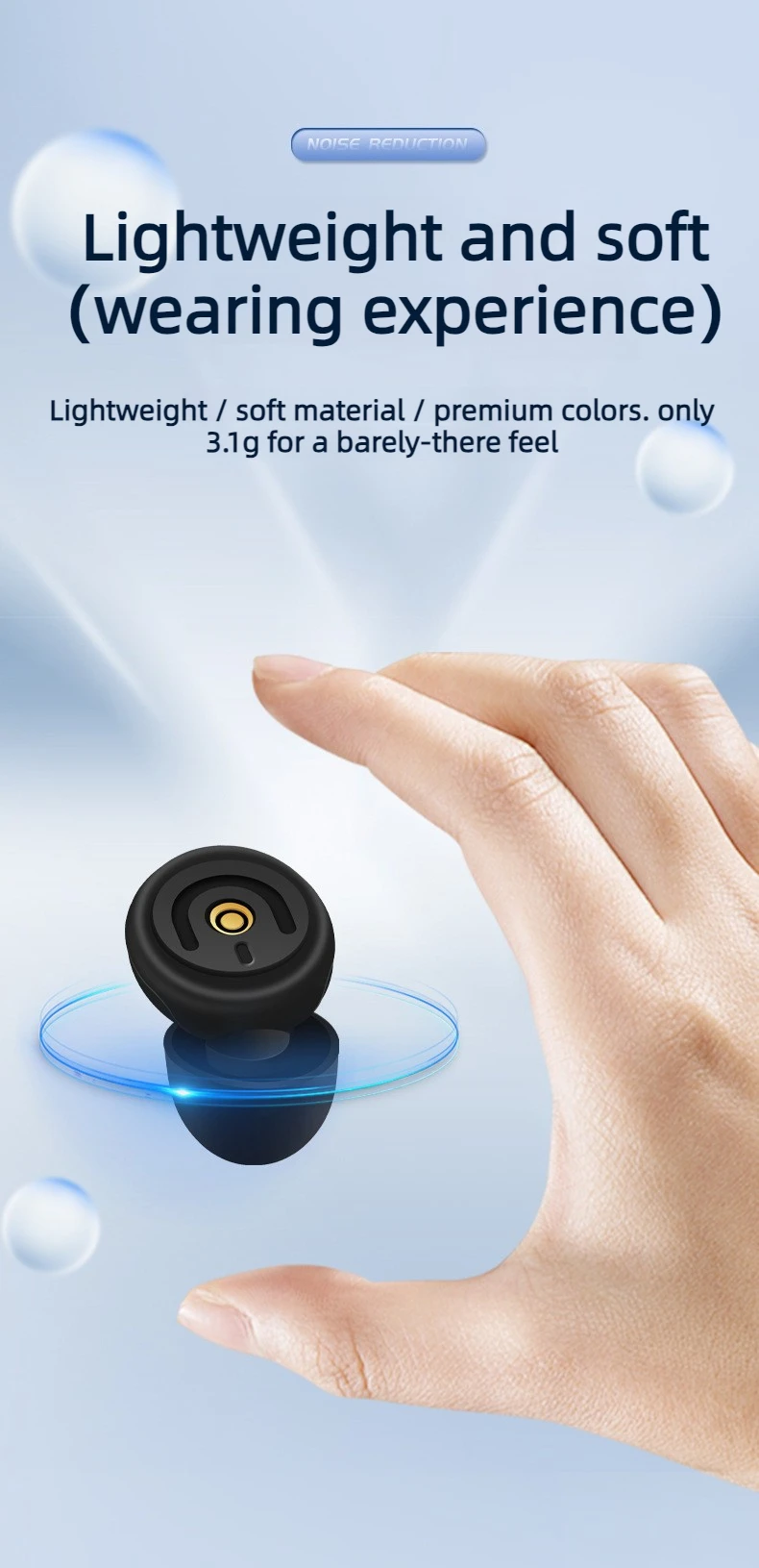 Noise Cancelling Earplugs Reusable with 2 Size Tips Storage Case Soft Durable for Sleeping Concert Travel Study Back to School