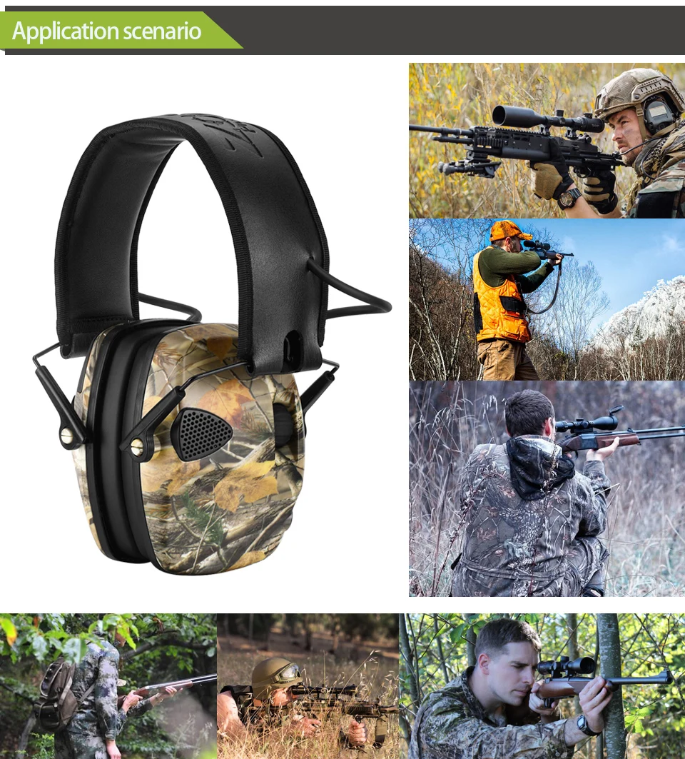 ZOHAN Tactical Electronic Shooting Earmuffs Hunting Sound Pickup Anti-noise Hearing Protective Headset SNR 27dB Outdoor Safety