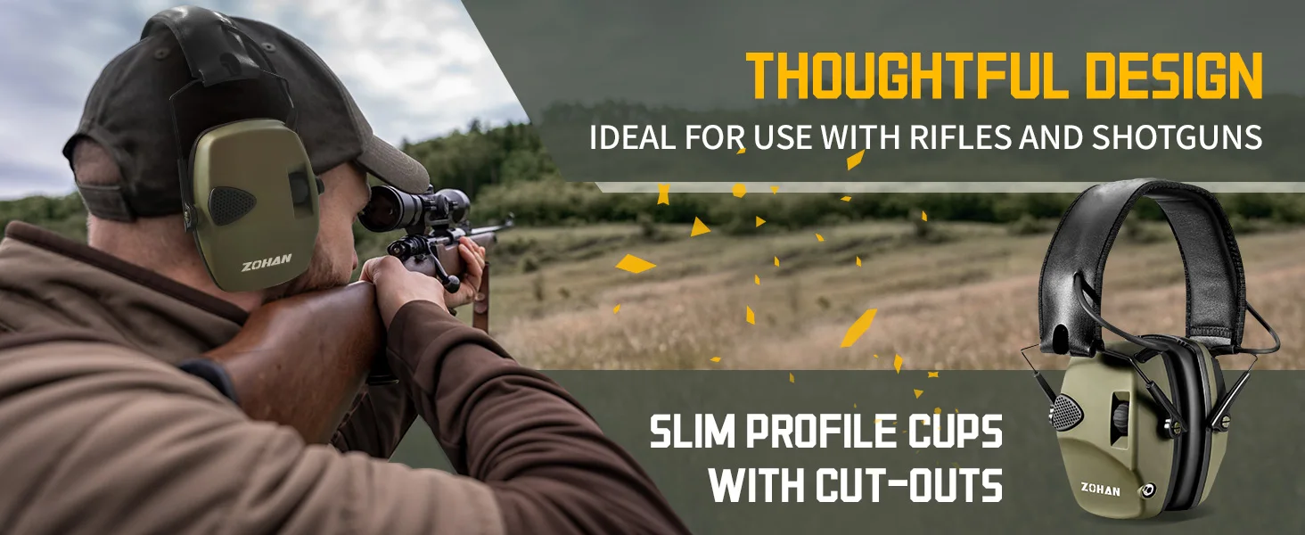 ZOHAN Tactical Electronic Shooting Earmuffs Hunting Sound Pickup Anti-noise Hearing Protective Headset SNR 27dB Outdoor Safety