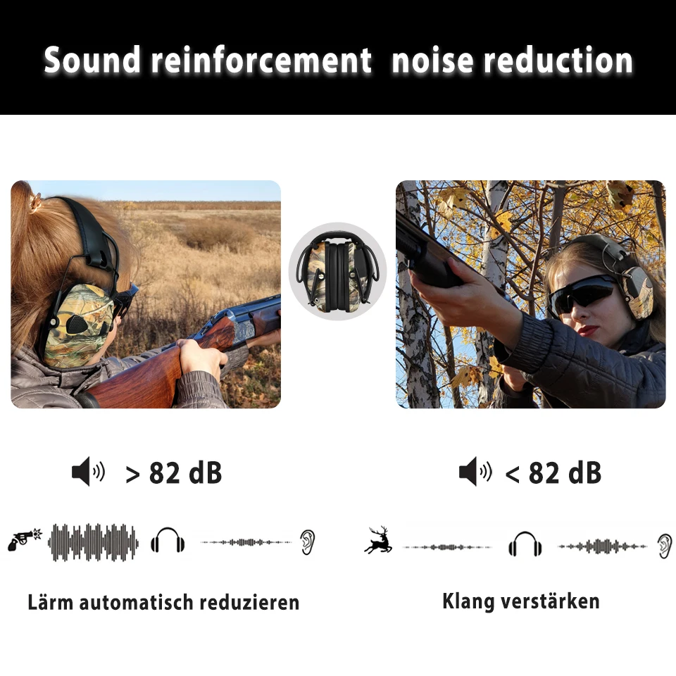ZOHAN Tactical Electronic Shooting Earmuffs Hunting Sound Pickup Anti-noise Hearing Protective Headset SNR 27dB Outdoor Safety