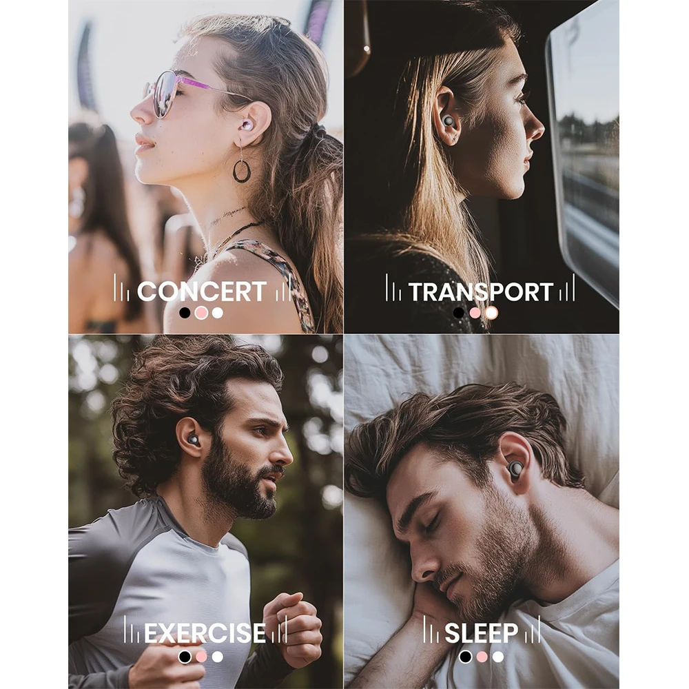 Ear Plugs for Sleeping Noise Cancelling, 25dB Ear Plugs for Noise Reduction with 8 Ear Tips, Reusable Silicone Earplugs Hearing