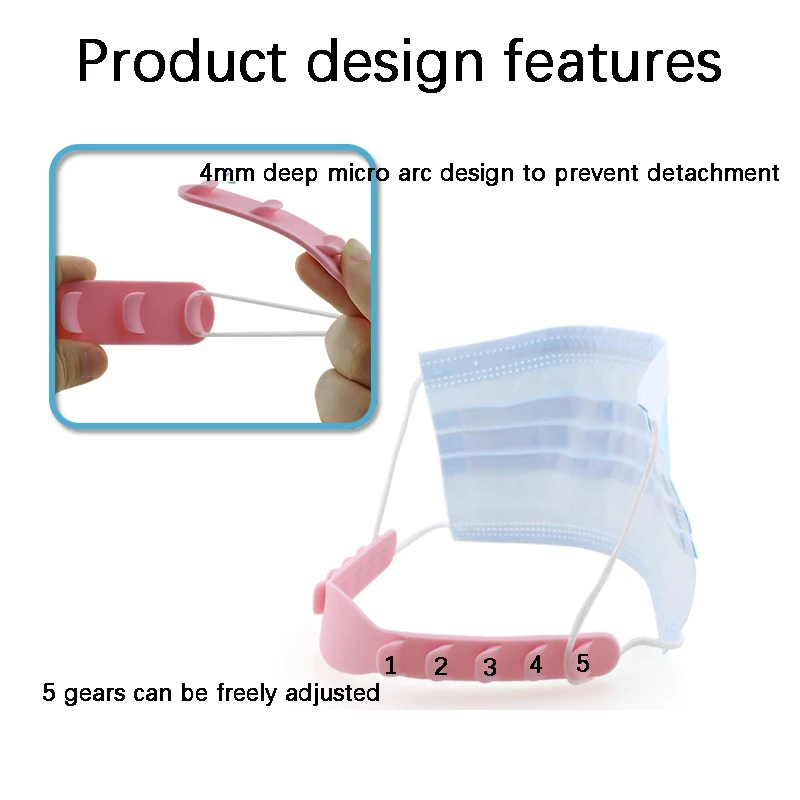 2pcs Mask Anti Pinch Ear Protection Silicone Tape With 5 Adjustable Settings For Children And Adults Adjustable Strap For Masks 2pcs Mask Anti Pinch Ear Protection Silicone Tape With 5 Adjustable Settings For Children And Adults Adjustable Strap For Masks