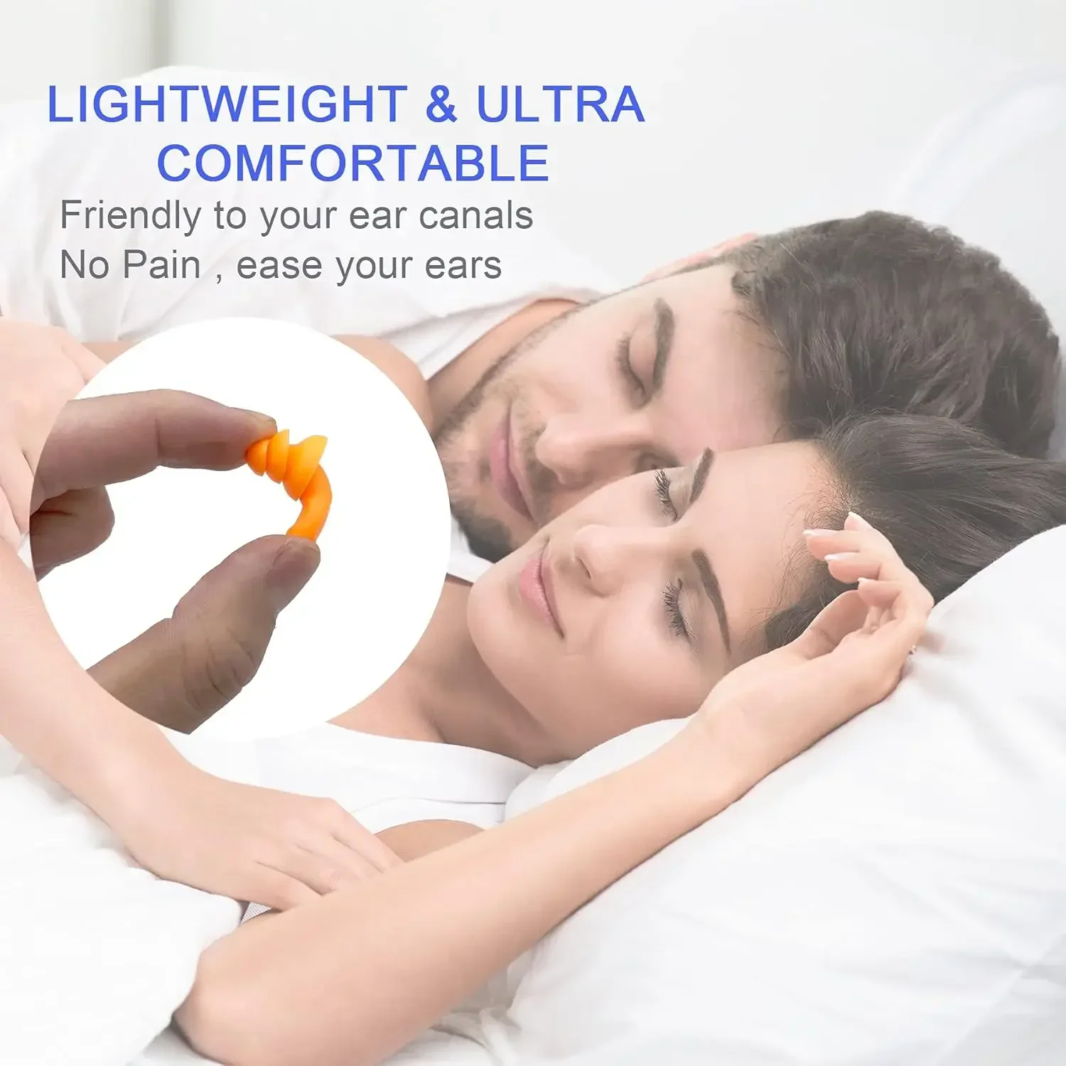 Corded Ear Plugs Reusable Silicone Earplugs with String Banded Earbuds for Sleeping Studying Swimming Noise Cancelling Eartips