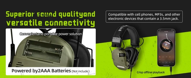 PROHEAR Shooting Electronic Ear Protection 5X Sound Amplification 4 Omnidirectional Microphones Noise Reduction Hunting Earmuffs