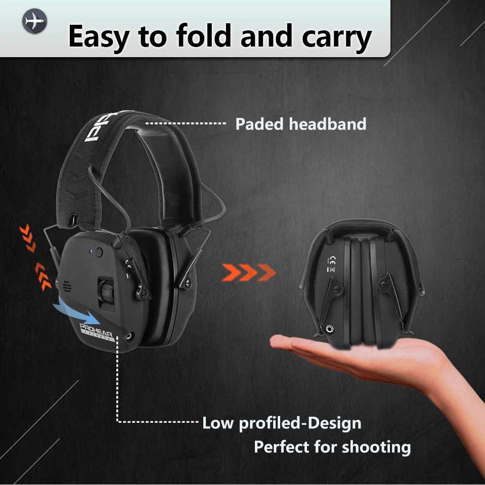ZOHAN Noise Reduction Safety Earmuffs Hearing Protection Adjustable NRR22db Shooting Ear Muffs Ear Defenders with Waist HookHang