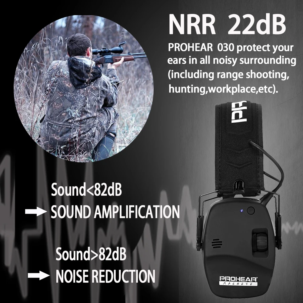 ZOHAN Noise Reduction Safety Earmuffs Hearing Protection Adjustable NRR22db Shooting Ear Muffs Ear Defenders with Waist HookHang