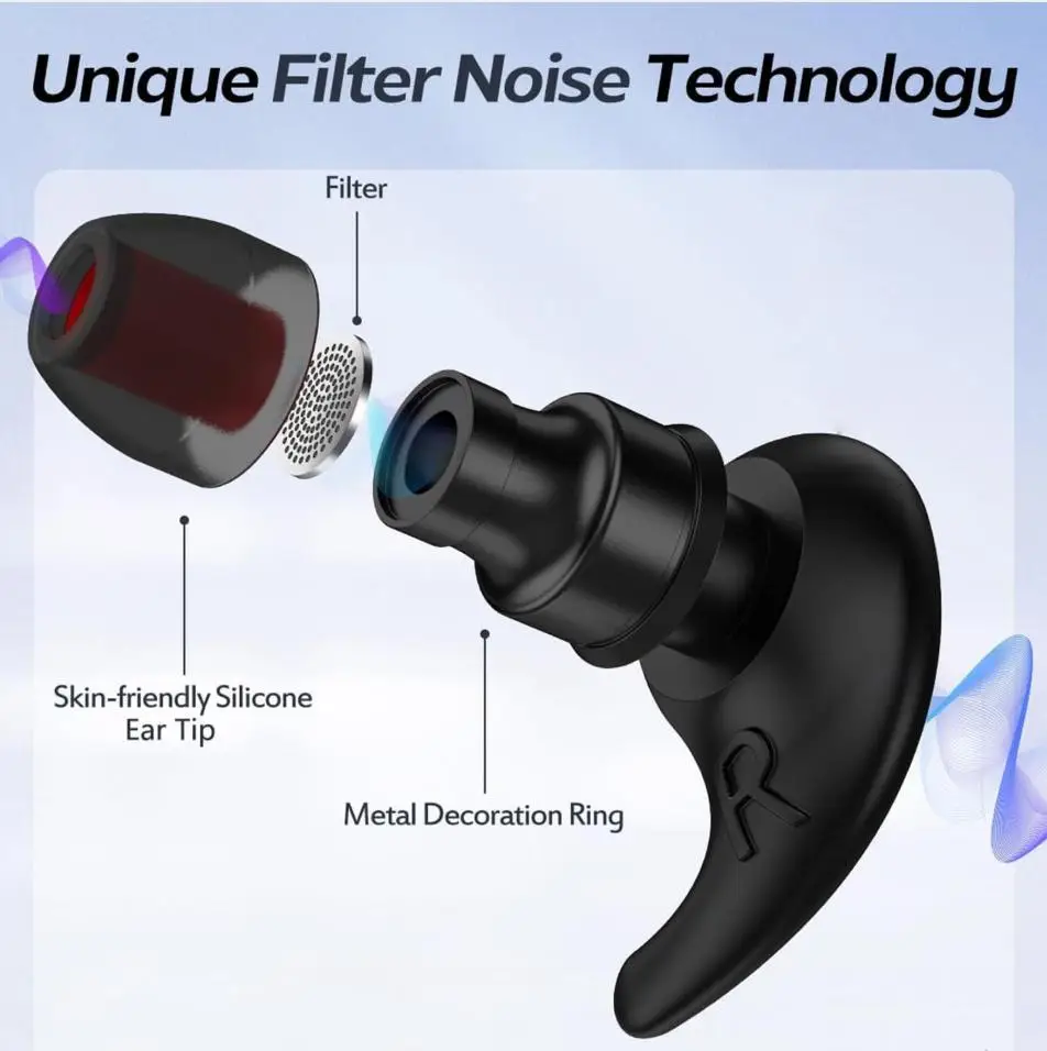 Ear Plugs for Sleeping Noise Reduction 32dB Silicone Earplugs for Reusable Hearing Protection for Concert Work, with 8 Ear Tips