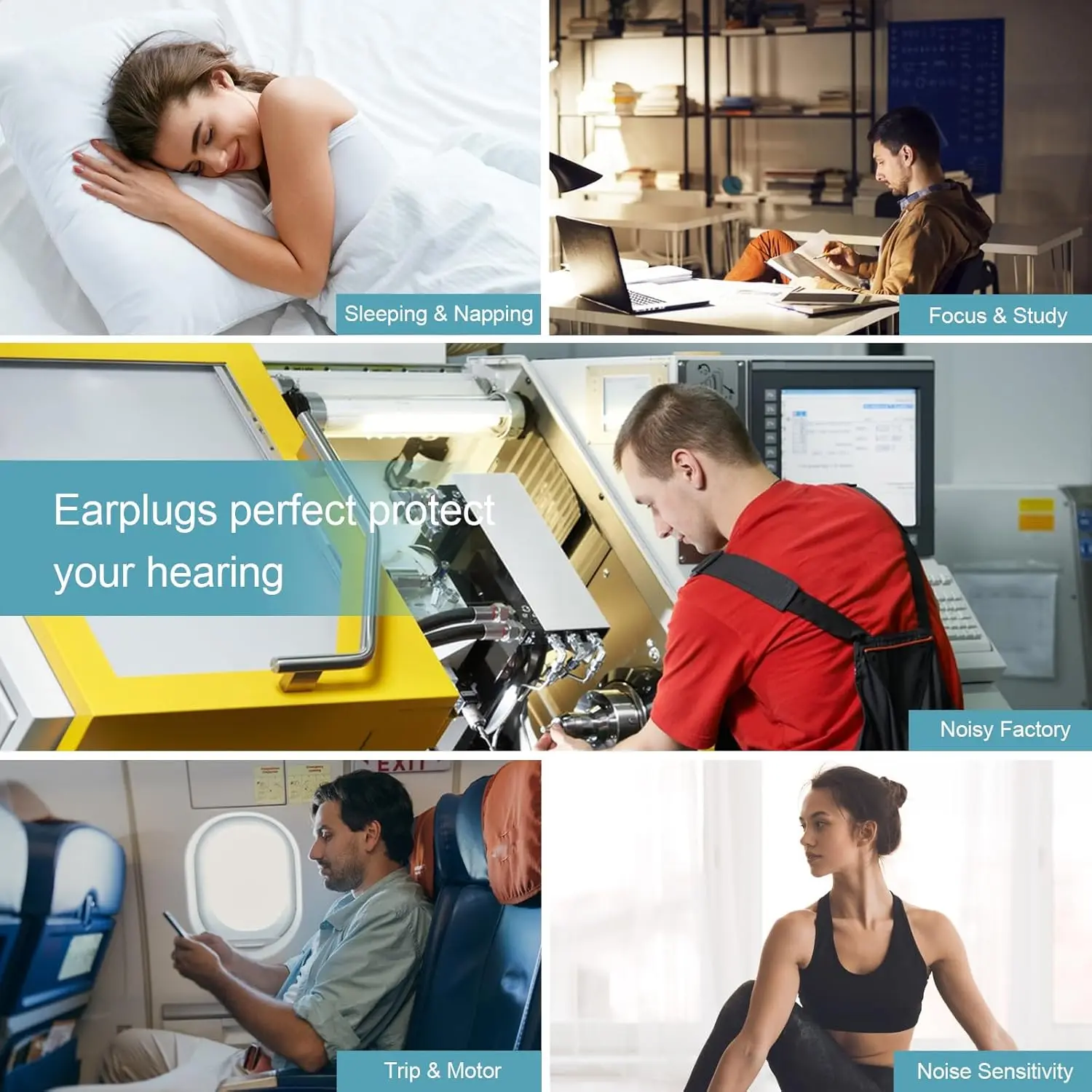 Ear Plugs for Sleeping Noise Reduction 32dB Silicone Earplugs for Reusable Hearing Protection for Concert Work, with 8 Ear Tips