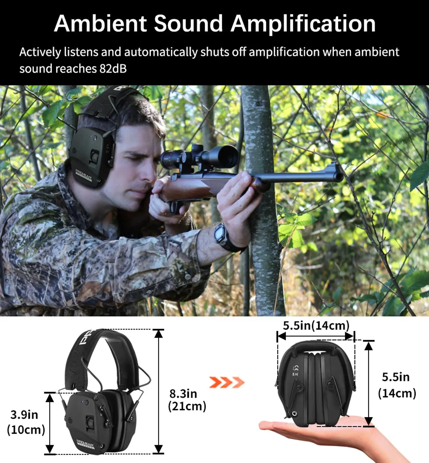 ZOHAN Headphone Electronic 5.0 Bluetooth earmuffs Shooting Ear Protection for hunting Noise Reduction Professional Tactical