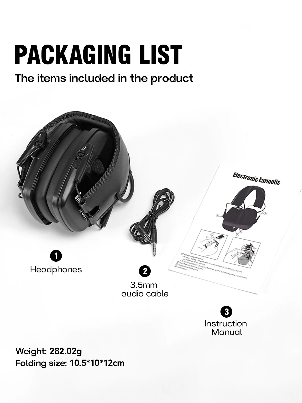 Original Tactical Electronic Earmuffs Pro Outdoor Shooting Hearing Protection with Noise Cancelling & Sound Amplification