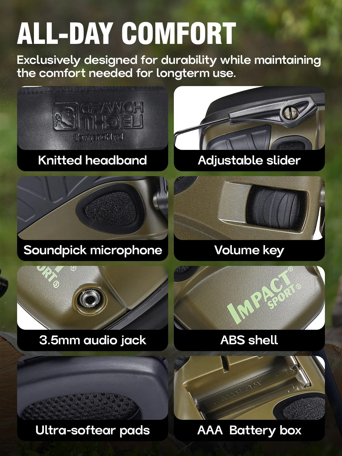 Original Tactical Electronic Earmuffs Pro Outdoor Shooting Hearing Protection with Noise Cancelling & Sound Amplification