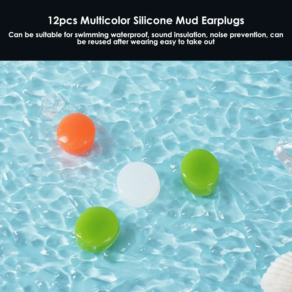 12Pcs Silicone Sleeping Ear Plugs Noise Reduction Anti Snore Sound Insulation Earplug Sleep Ear Protection Reusable Ear Plugs